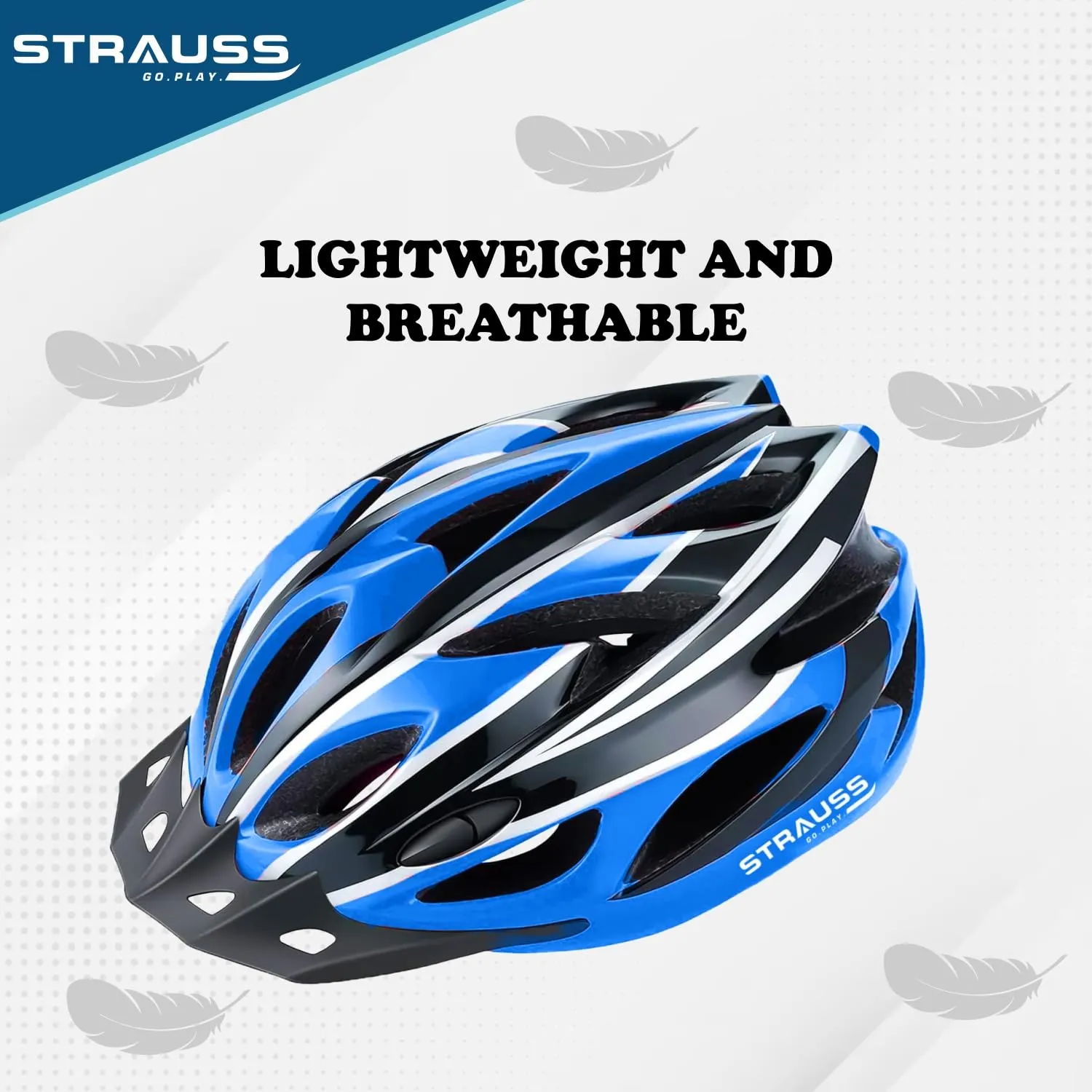 Strauss Adjustable Cycling & Skating Helmet with Detachable Visor & Safety Light | Light Weight with Ventilation | Adjustable Strap, Comfortable Chin Pad | Ideal for Men, Women & Kids (Black/Blue)